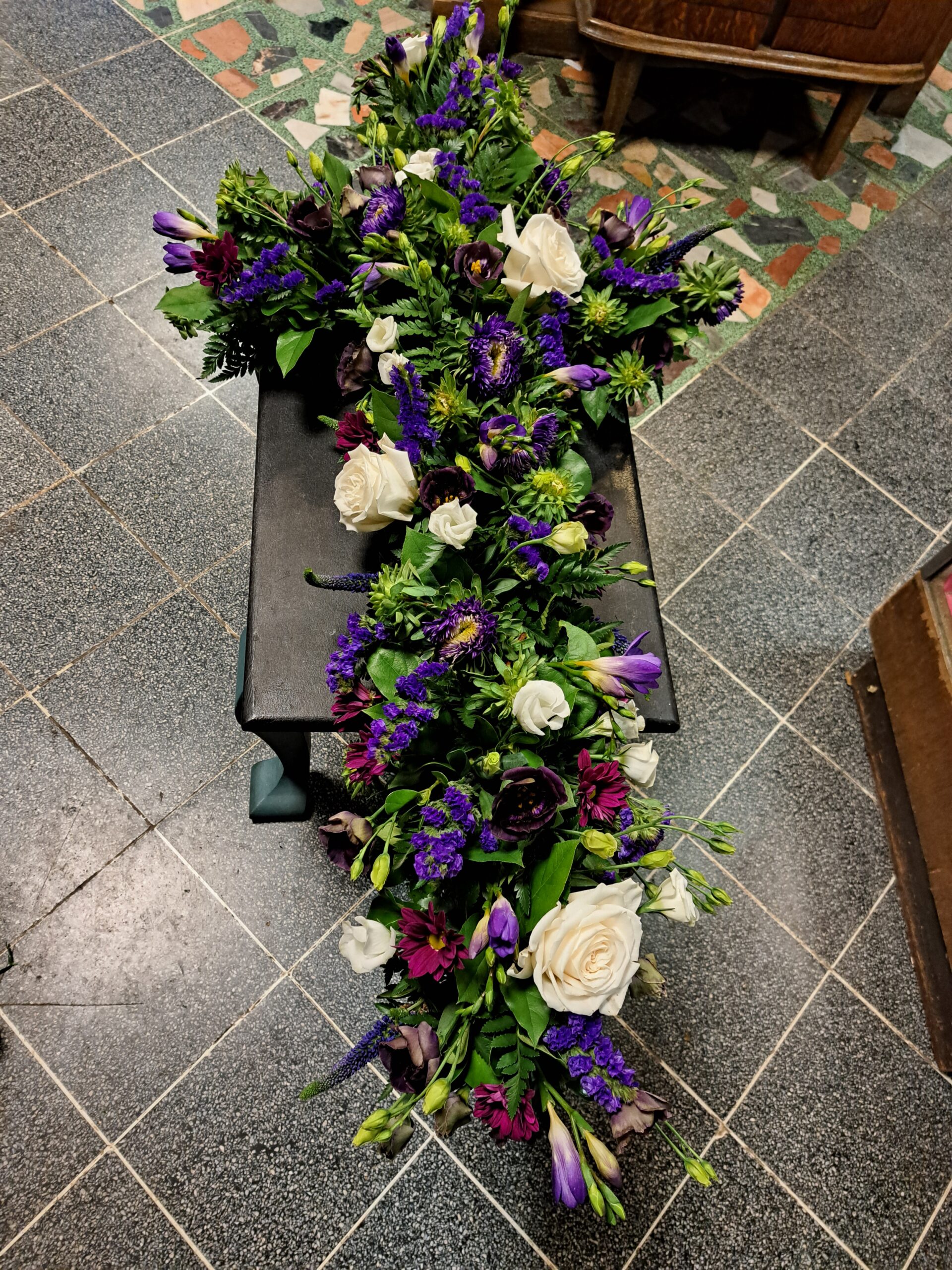 cross casket spray funeral tribute margaret raymond florist